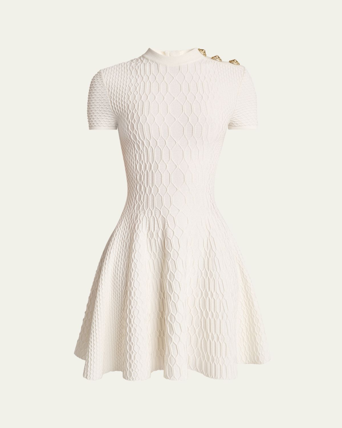Balmain 3-Button Croco-Knit Mini Dress