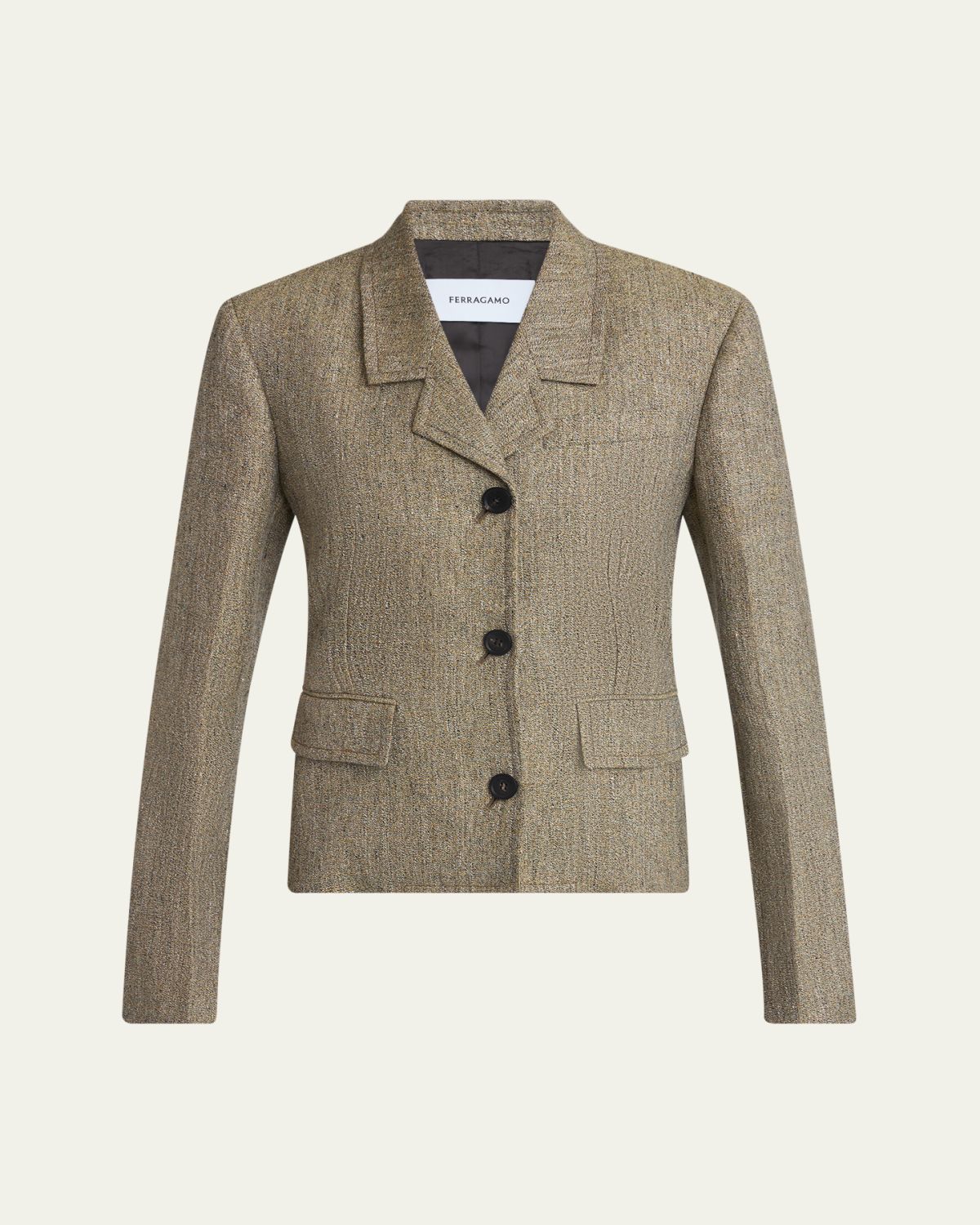 Ferragamo Wool-Cashmere Single-Breasted Blazer Jacket