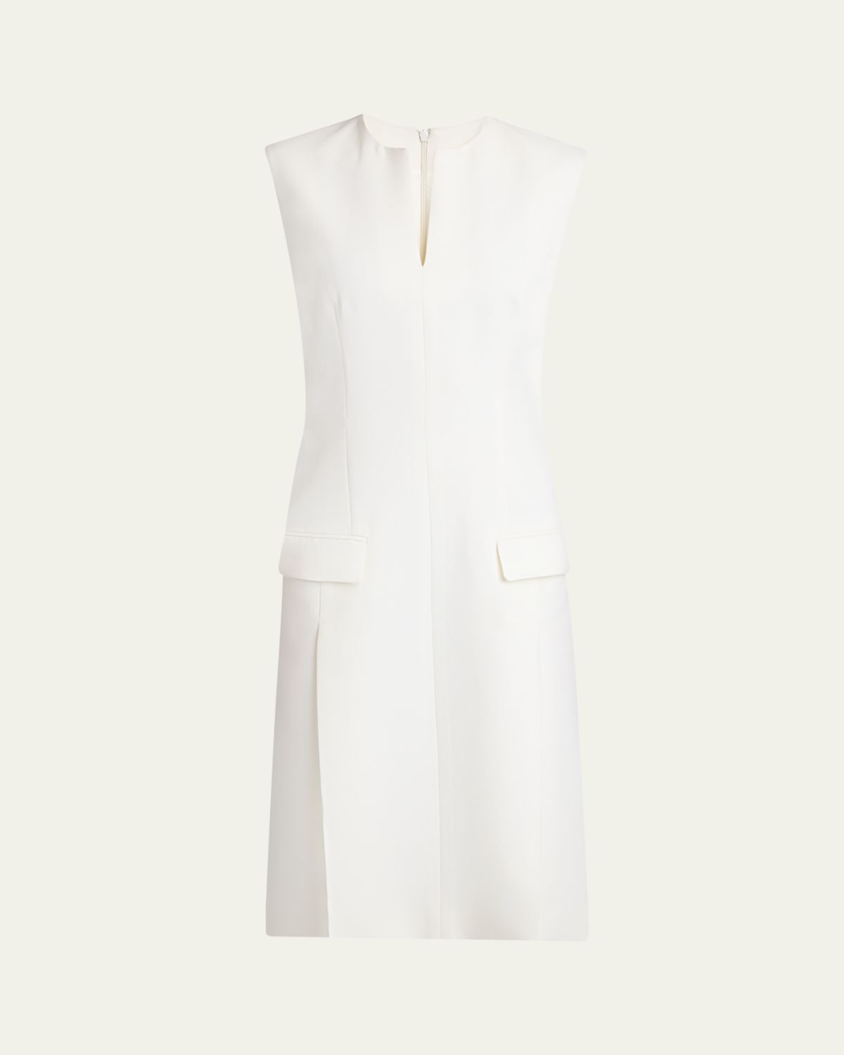 Ferragamo Split V-Neck Sleeveless Crepe Midi Dress