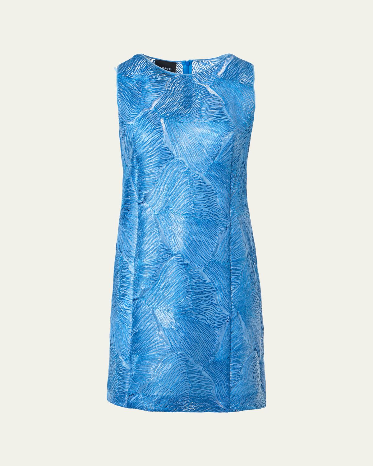 Akris Lacquered Sea Faille Sleeveless Shift Mini Dress