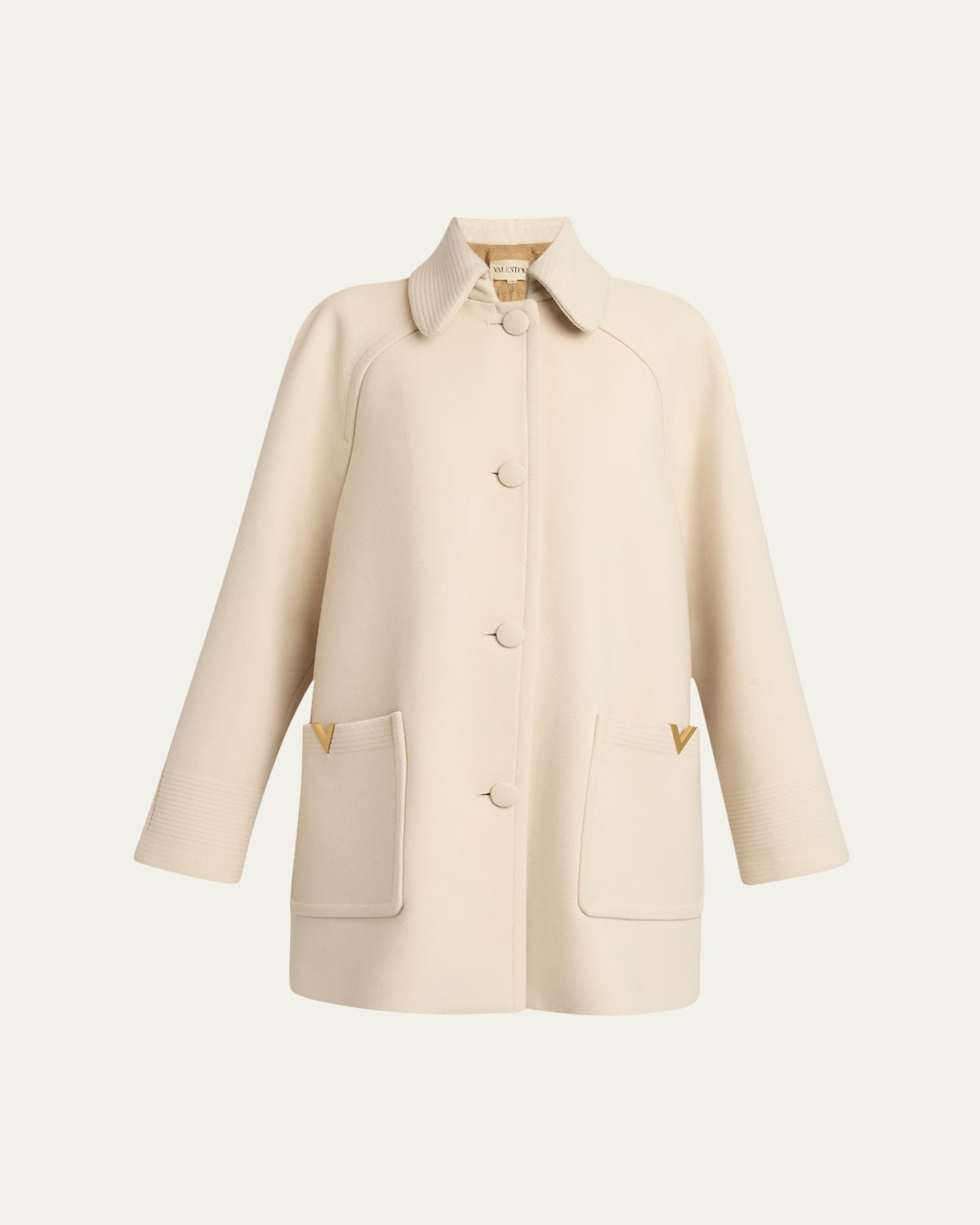 Valentino Garavani Cappotto Wool V Gold-Trim Jacket