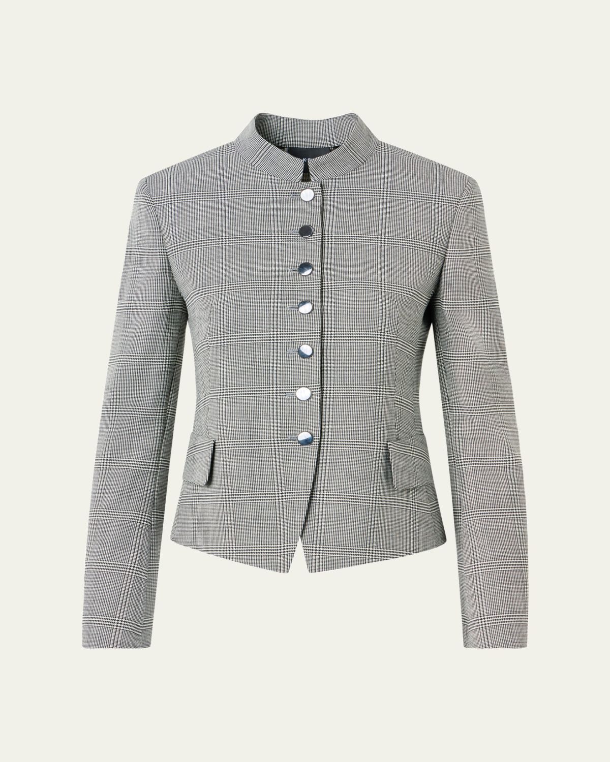 Akris Deva Prince Of Wales Wool Single-Breasted Jacket