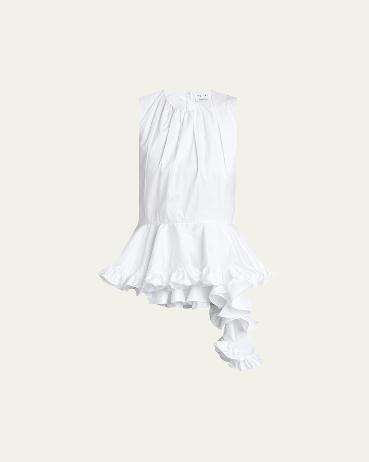 McQueen Asymmetric Ruffled Peplum-Hem Blouse