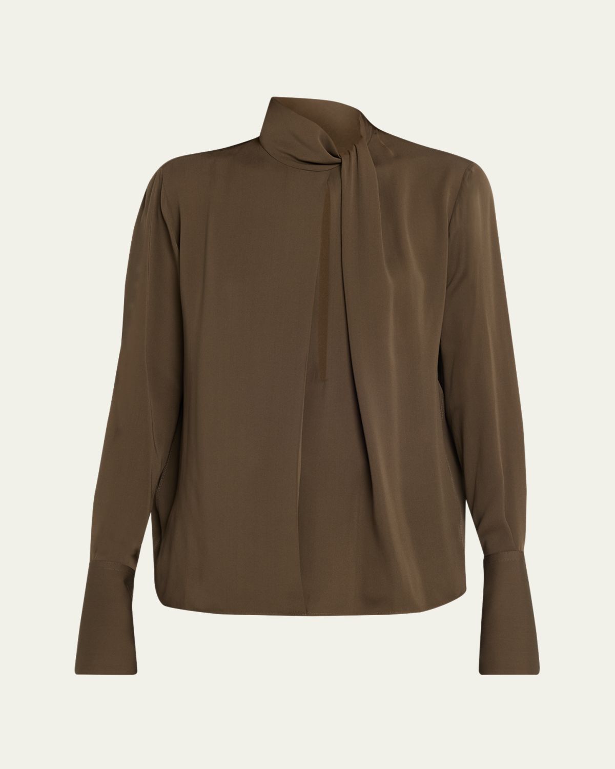 TOM FORD Twisted-Neck Silk Long-Sleeve Shirt