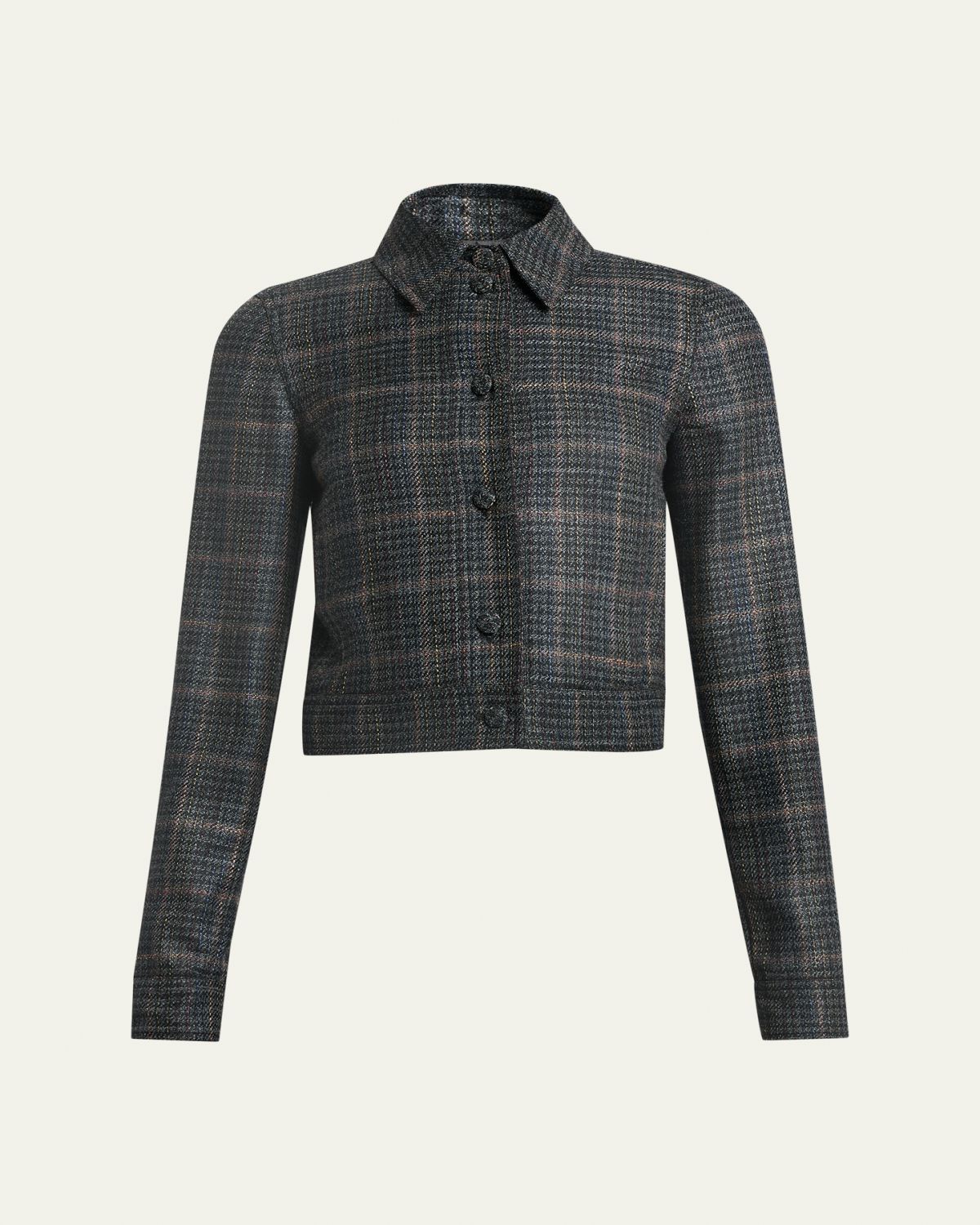 Gabriela Hearst Thereza Cropped Wool Silk Plaid Jacket