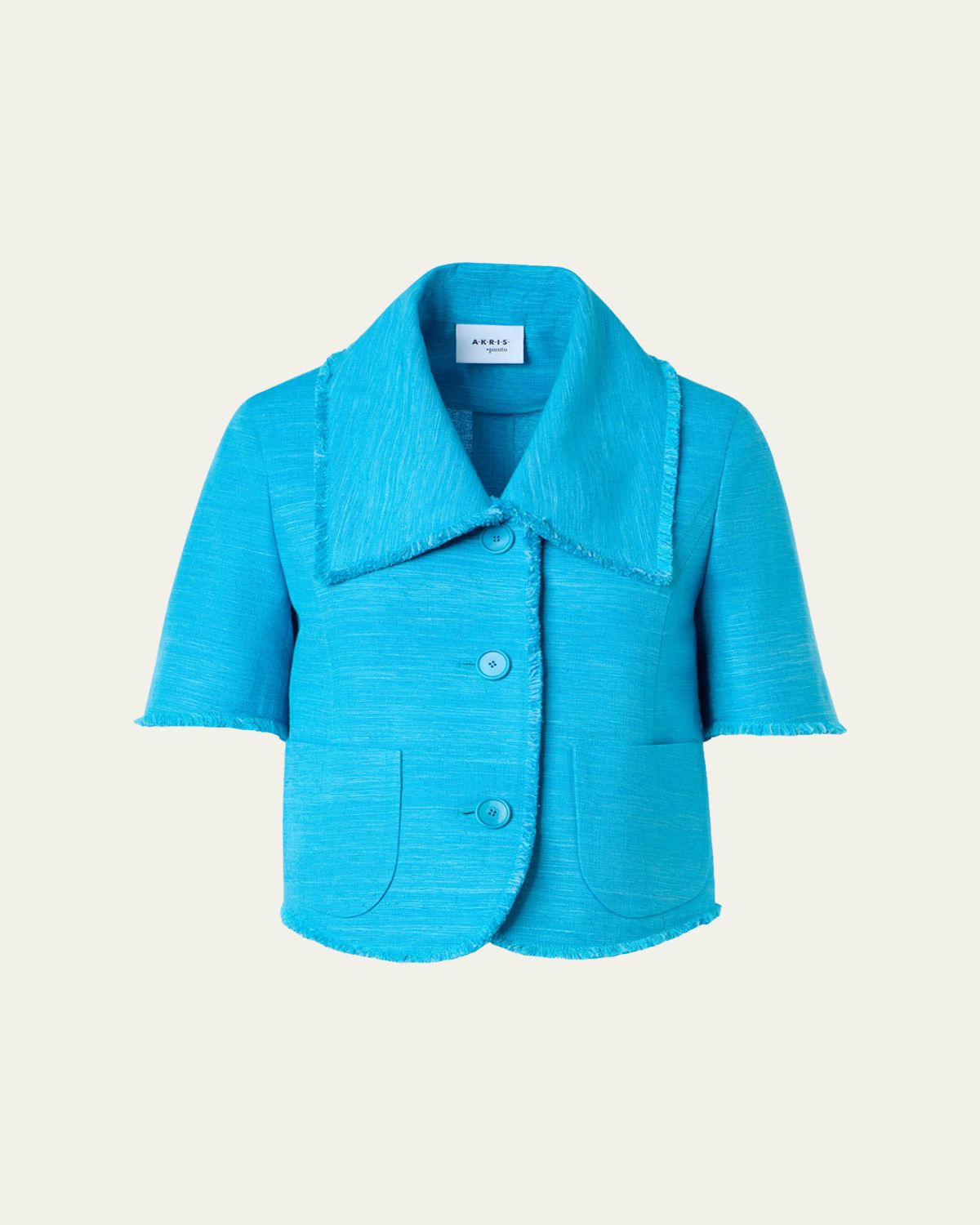 Akris punto Short-Sleeve Fringed Indian Silk Jacket