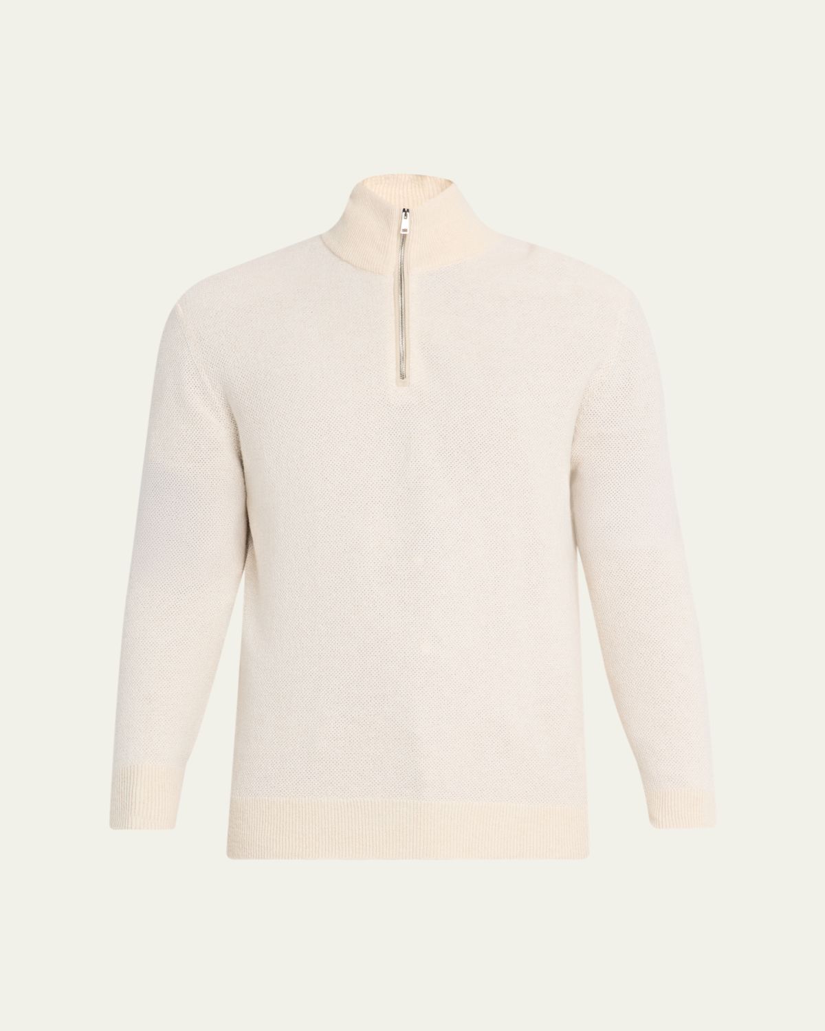 Ralph Lauren Purple Label Men's Cashmere Birdseye Suede-Trim Quarter-Zip Sweater