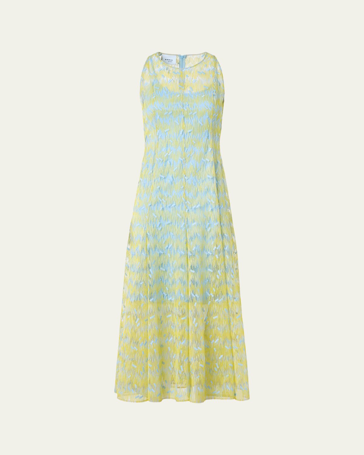 Akris punto Scribble Embroidered Tulle Sleeveless Maxi Dress