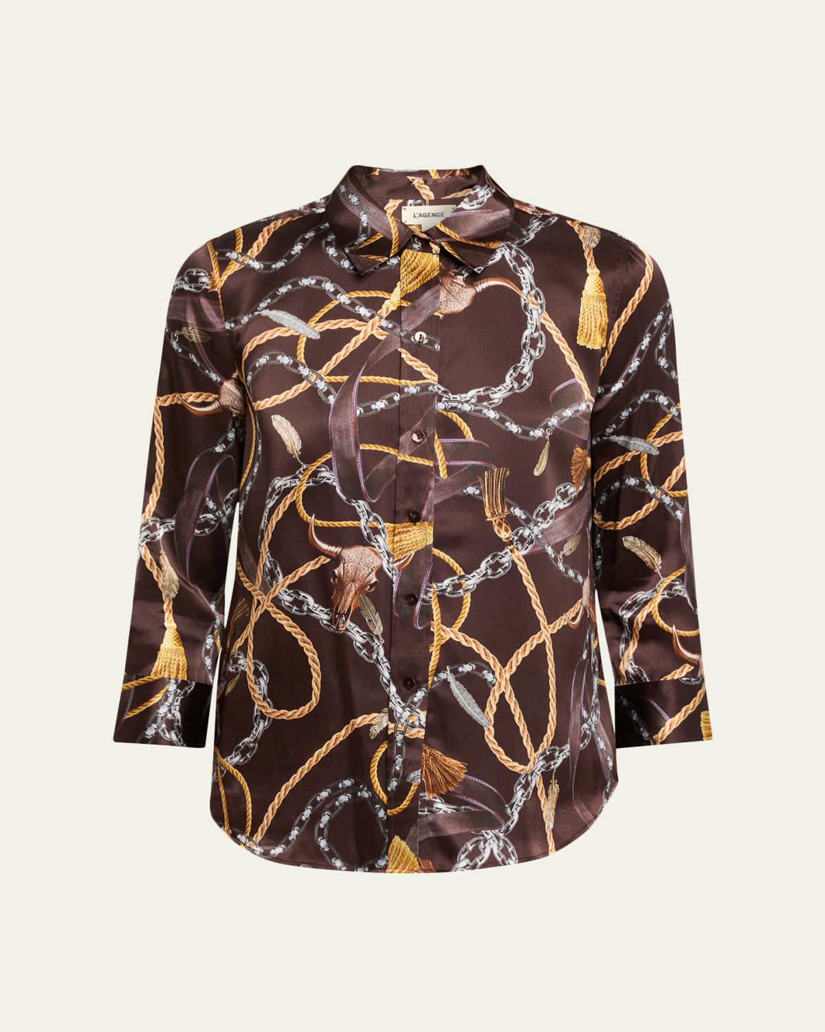 L 'Agence Multi Mix Western Chain Dani Silk Blouse