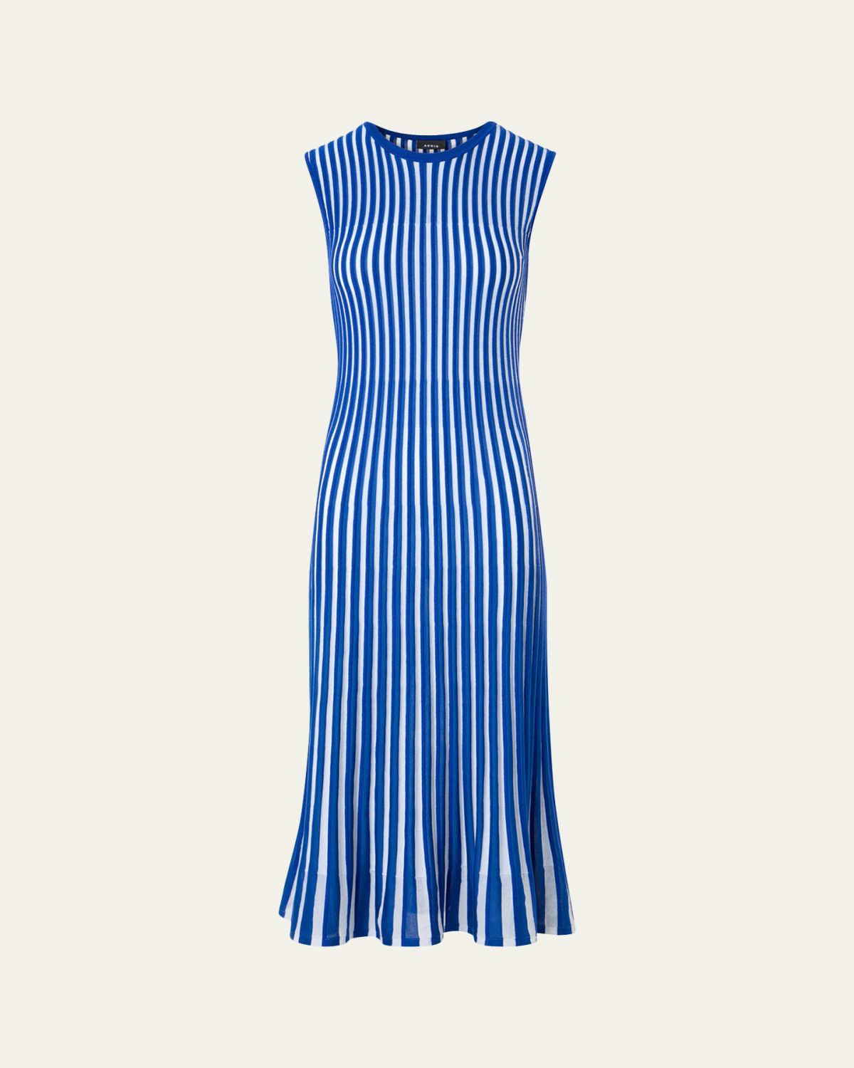 Akris Striped Plisse Silk Knit Midi Dress