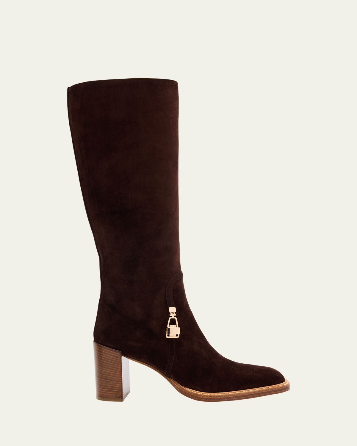 Gabriela Hearst Nina Knee-High Suede Clasp Boots