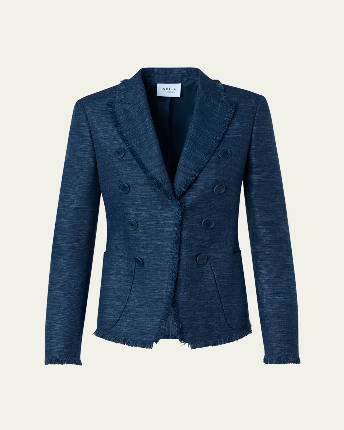 Akris punto Indian Silk Fringed Double-Breasted Blazer Jacket