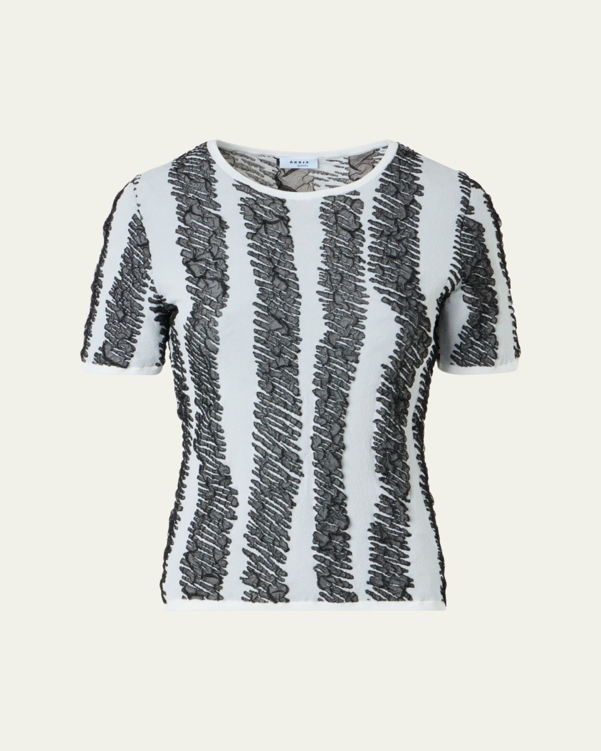 Akris punto 3D Scribble Jacquard Knit Short-Sleeve Sweater