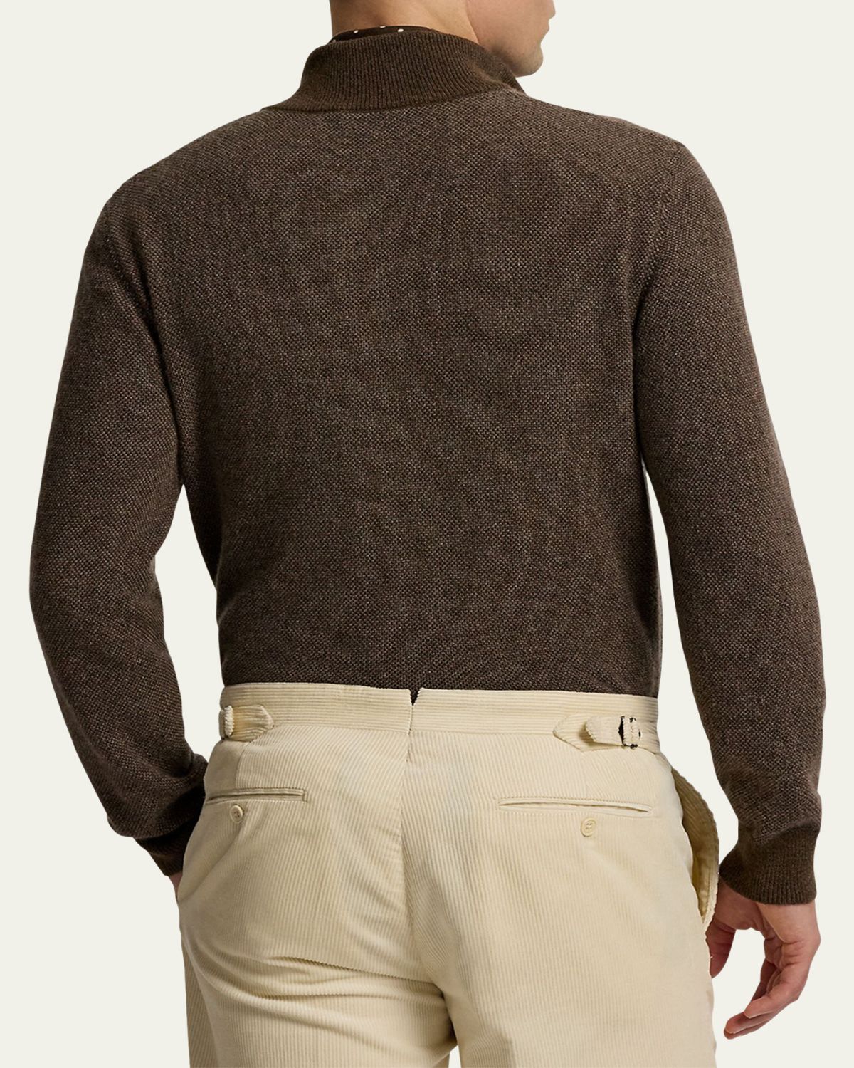 Ralph Lauren Purple Label Men's Birdseye Cashmere Half-Zip Mock Neck Sweater | Thumbnail 3 Ralph Lauren Purple Label Men's Birdseye Cashmere Half-Zip Mock Neck Sweater | Thumbnail 3