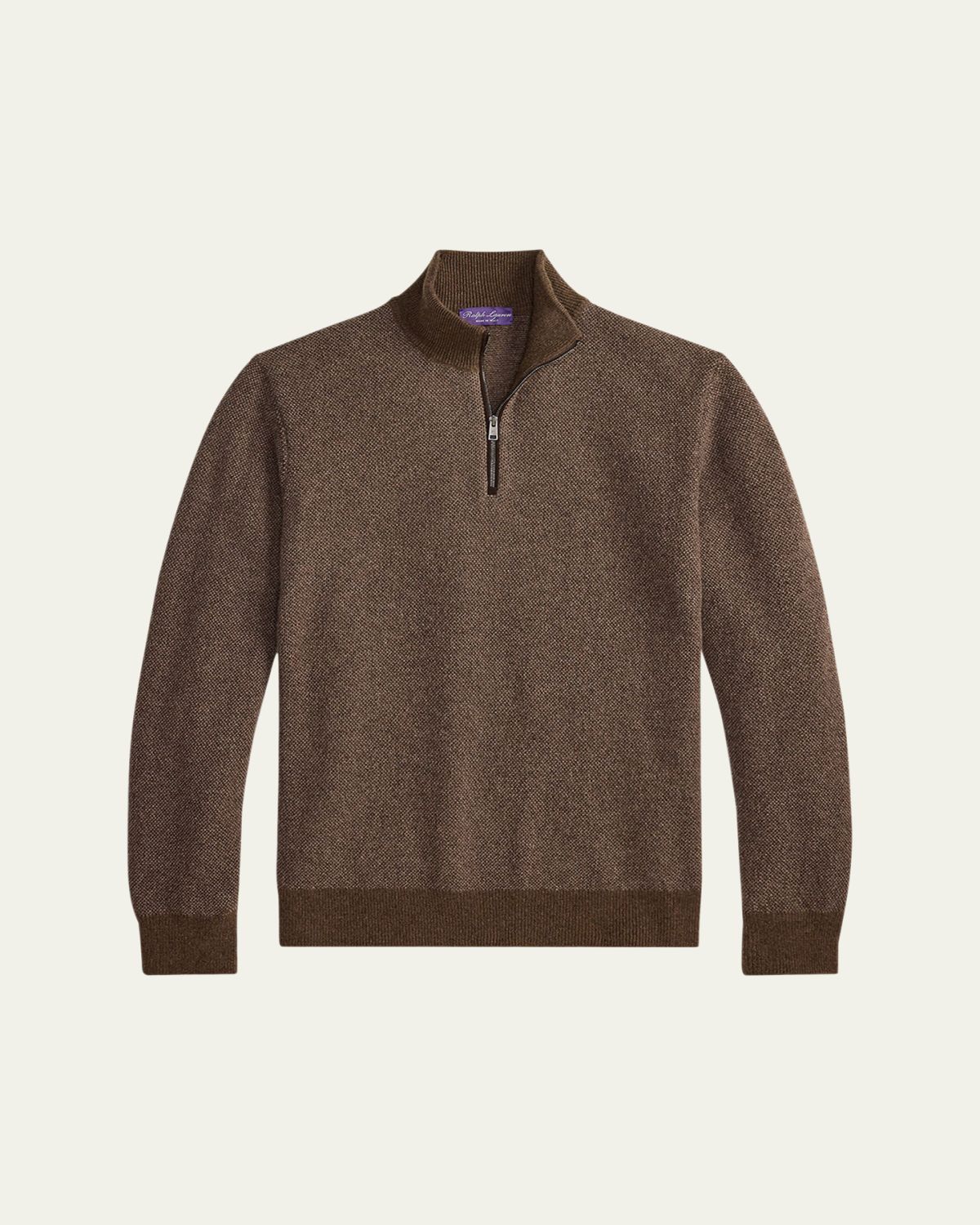 Ralph Lauren Purple Label Men's Birdseye Cashmere Half-Zip Mock Neck Sweater
