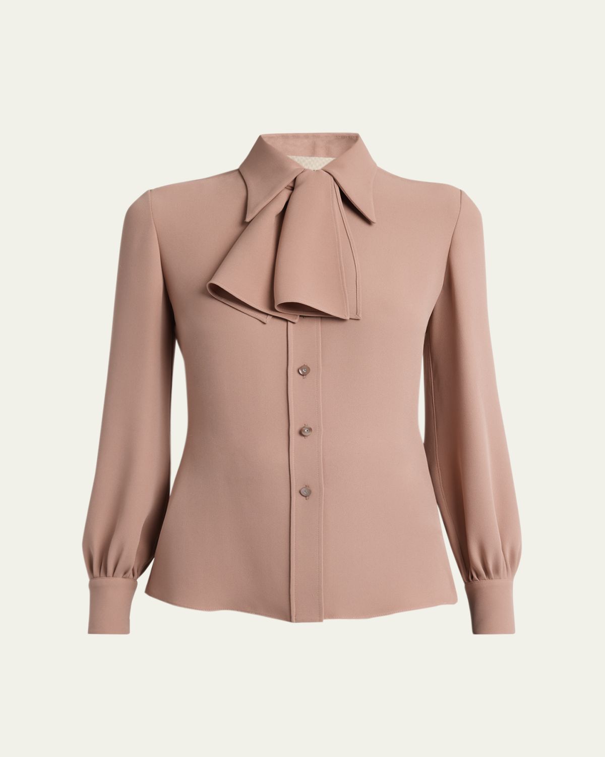 Valentino Garavani Neck-Scarf Silk Georgette Button-Down Shirt