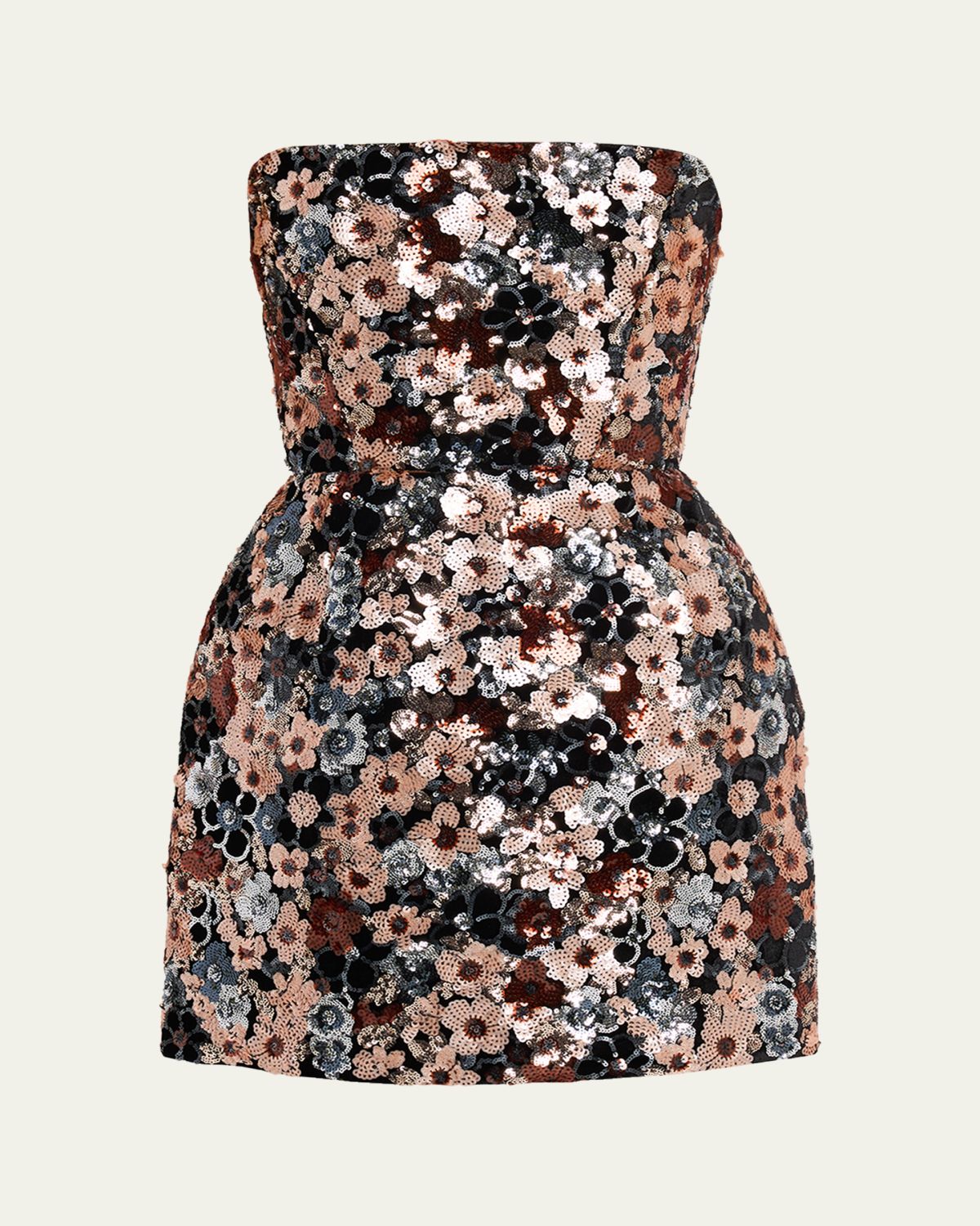 Bronx and Banco Maraya Strapless Floral Sequin Fit & Flare Mini Dress