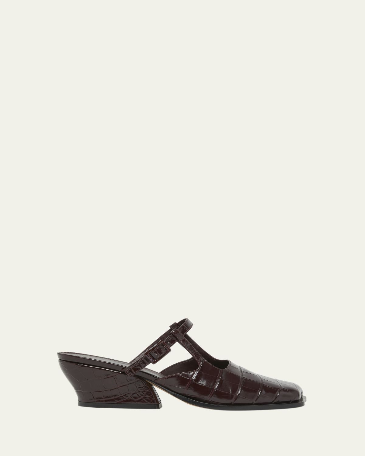 Loewe Onda Croc-Embossed Leather Mules