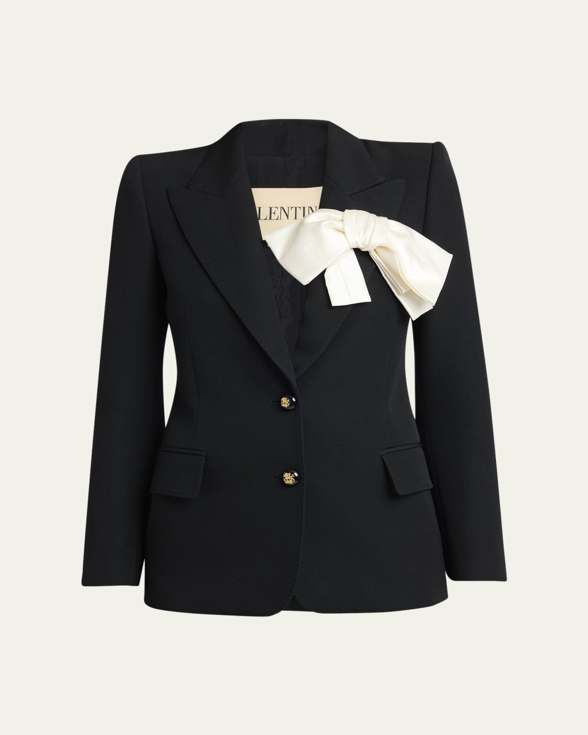 Valentino Garavani Silk Bow Single-Breasted Blazer Jacket