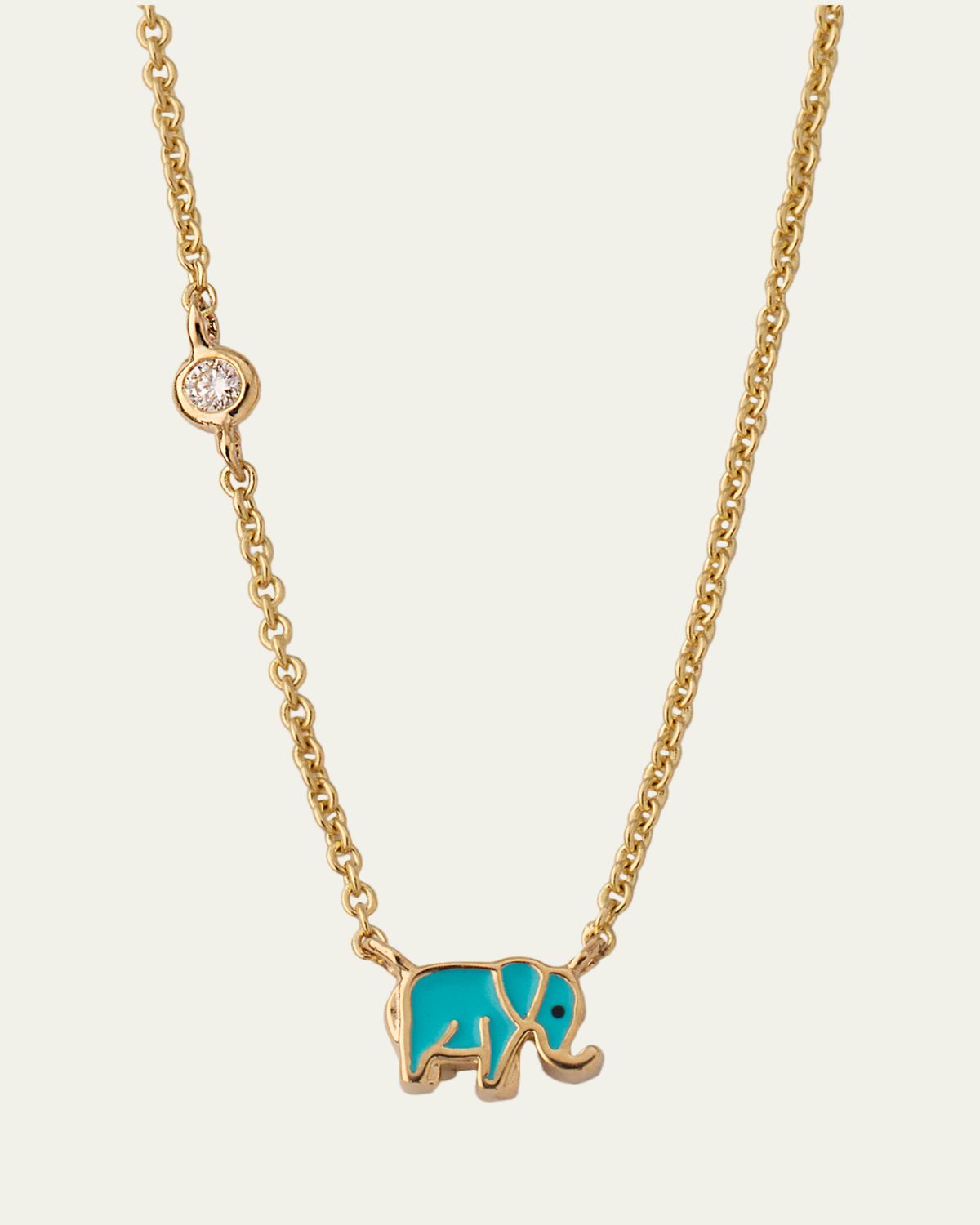 Sydney Evan Mini Enamel Elephant Pendant Necklace
