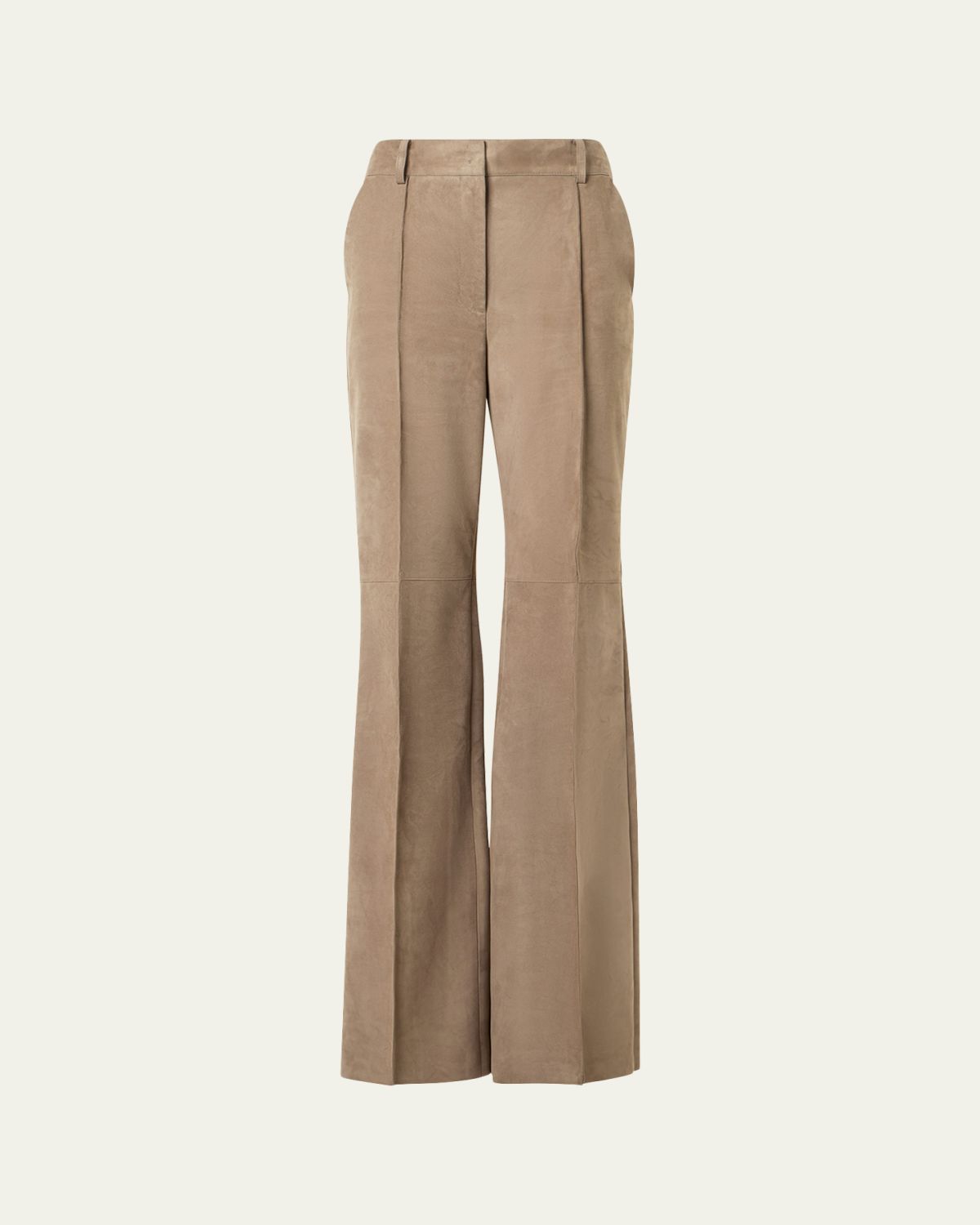 Akris Pintuck Suede Wide-Leg Trousers