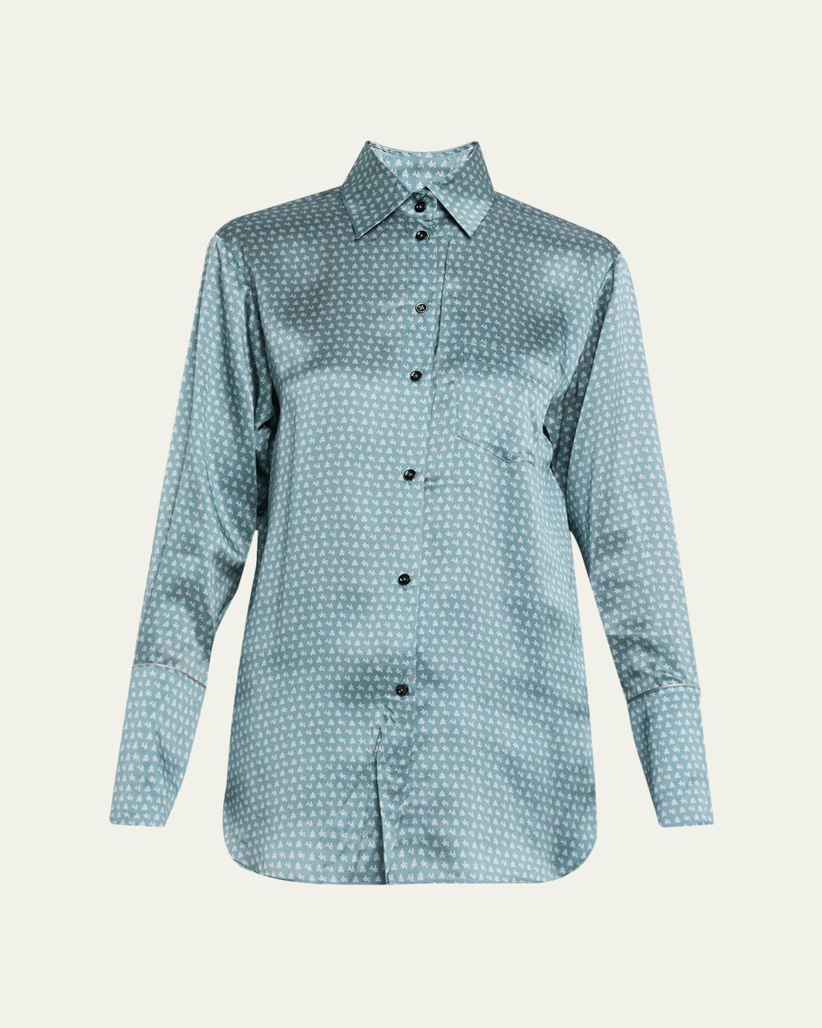 Kiki De Montparnasse Moi Et Toi Silk Button-Front Nightshirt