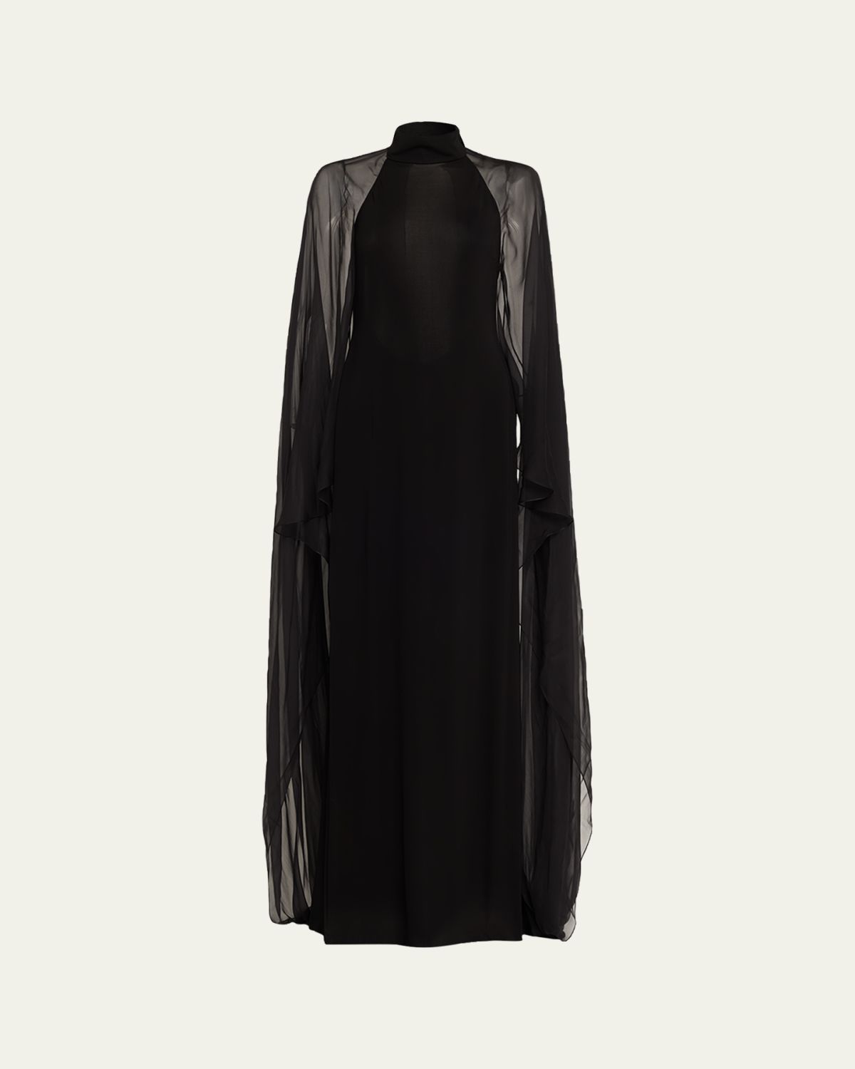Ralph Lauren Collection Tilly Cape-Sleeve Jersey Backless Gown