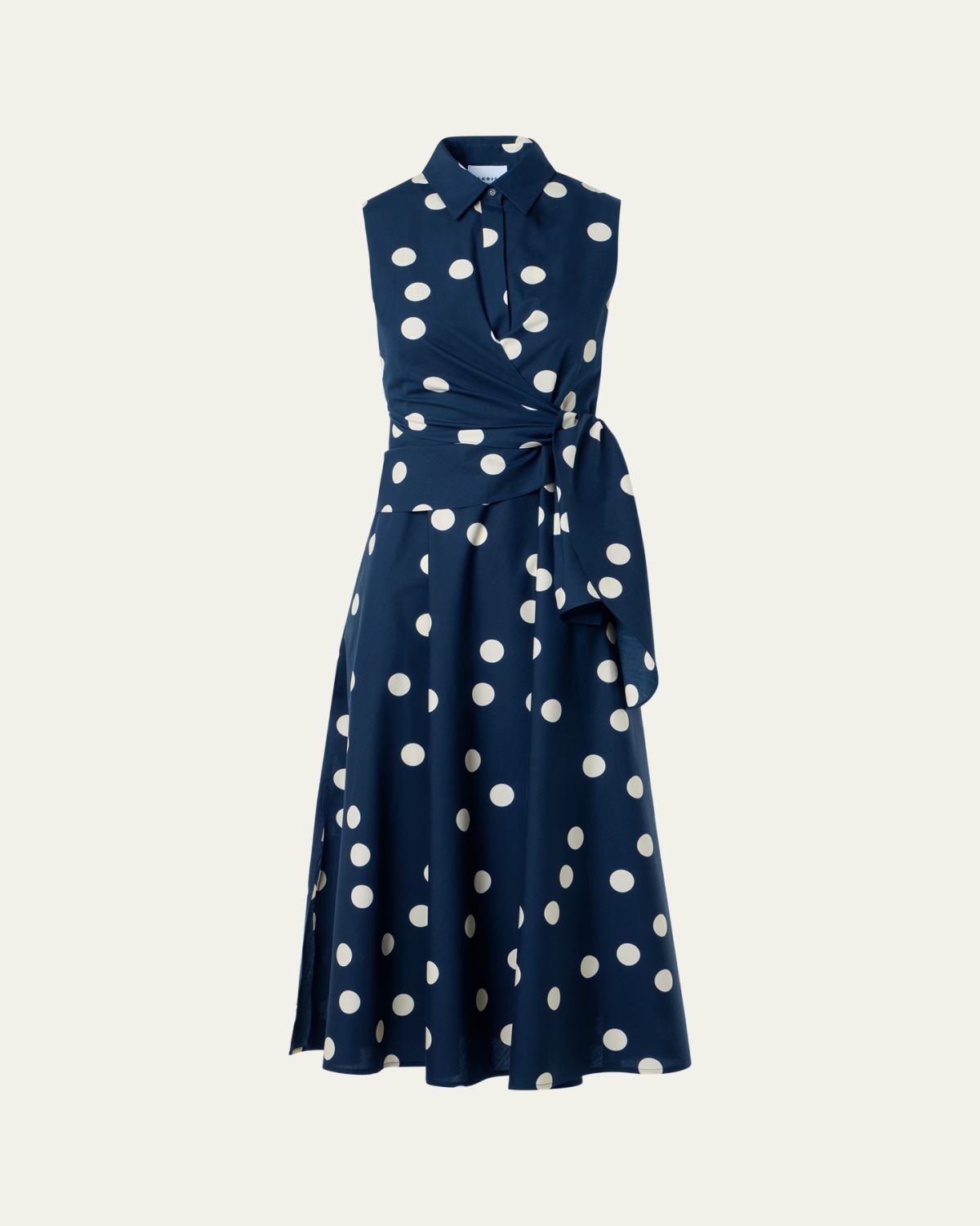 Akris punto Polka-Dot Cotton Poplin Sleeveless Midi Shirtdress