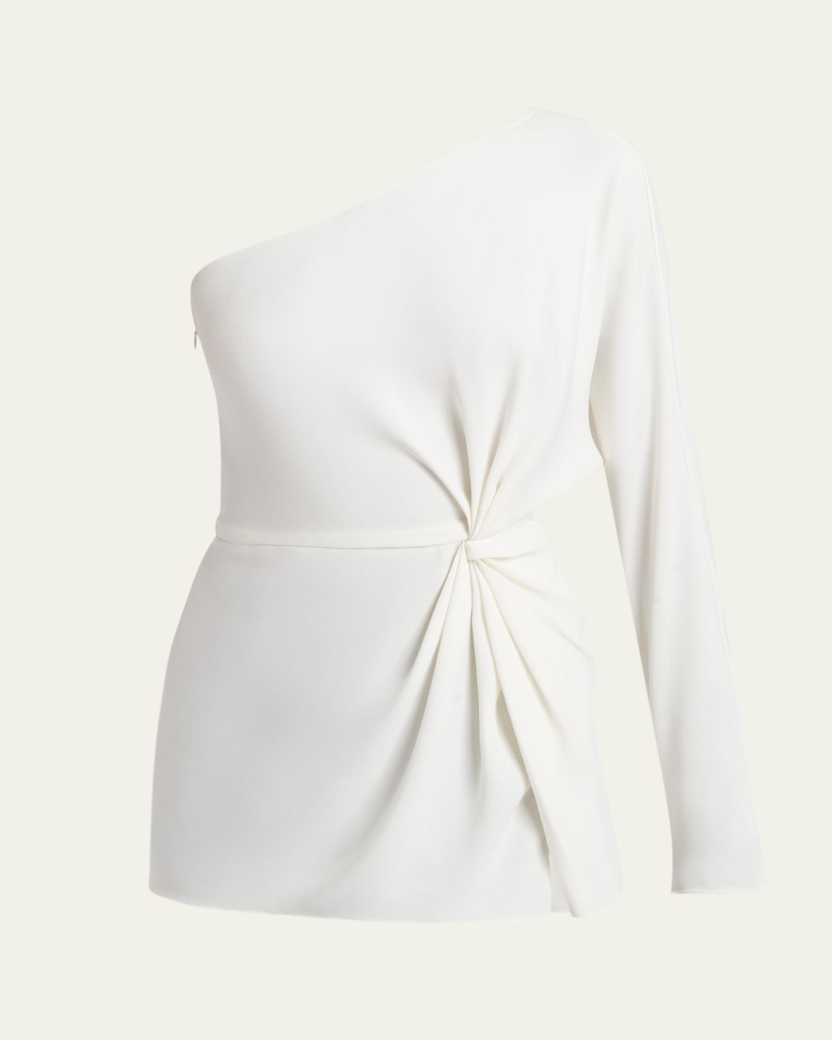 Valentino Garavani Twisted Silk Cady Long-Sleeve One-Shoulder Top