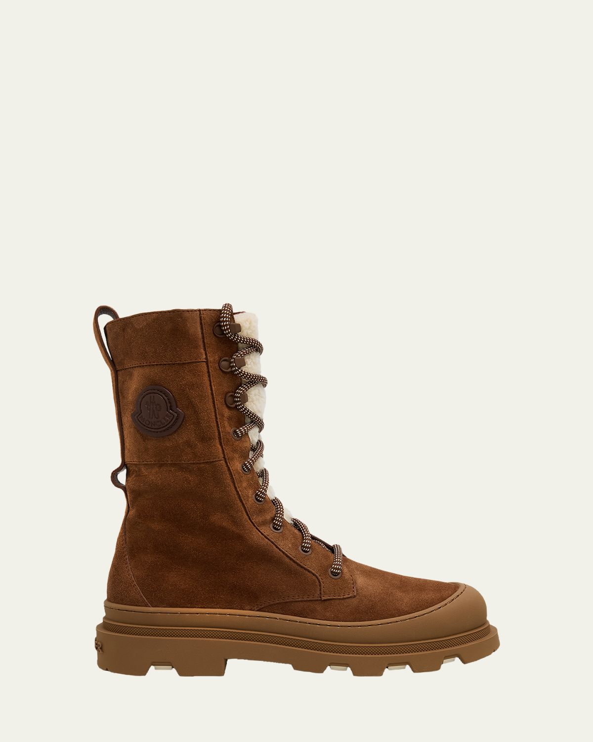Moncler Vera High Suede and Shearling Lace-Up Boots