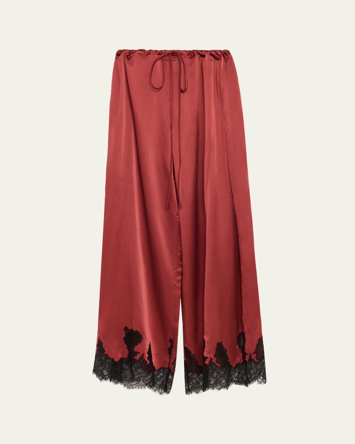Kiki De Montparnasse Giselle Lace-Trim Silk Pajama Pants