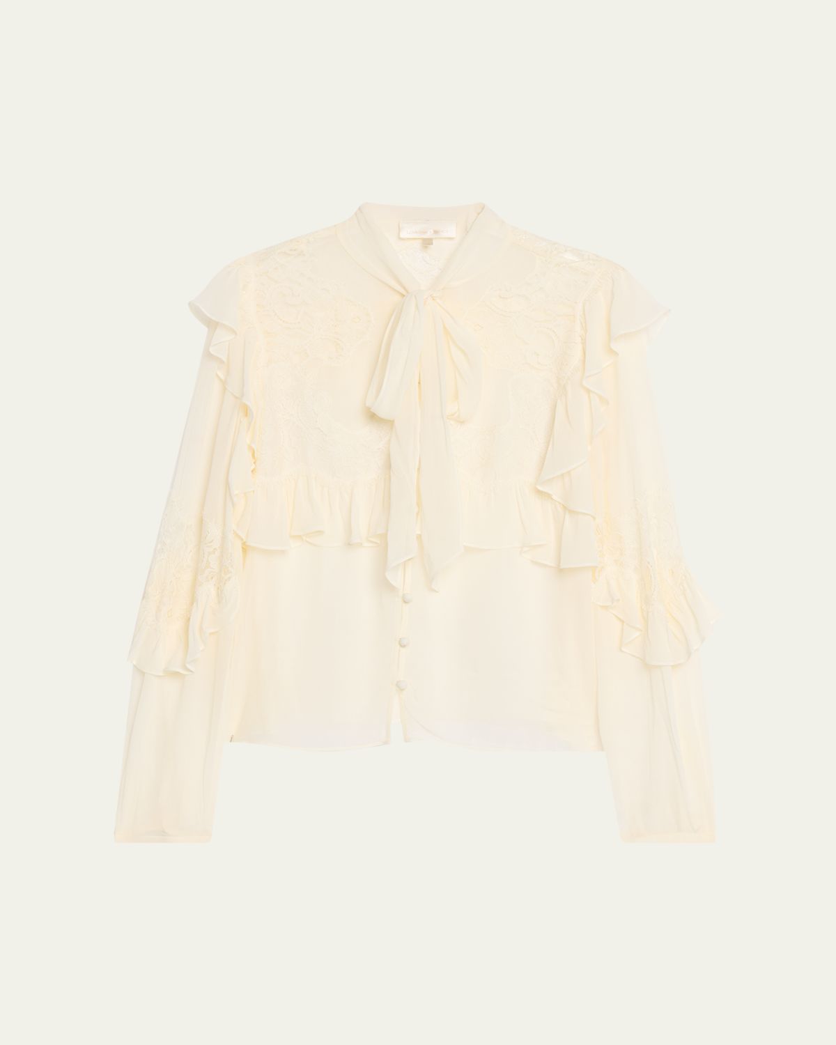 LoveShackFancy Farah Chiffon Lace Blouse