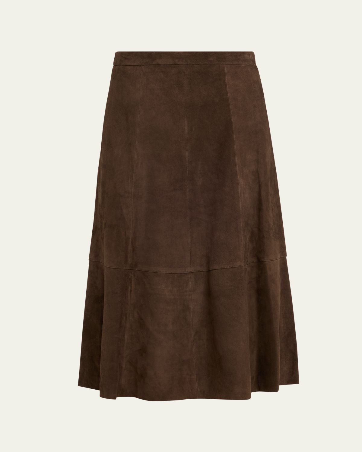 Vince Mid-Rise Flared Suede Skirt