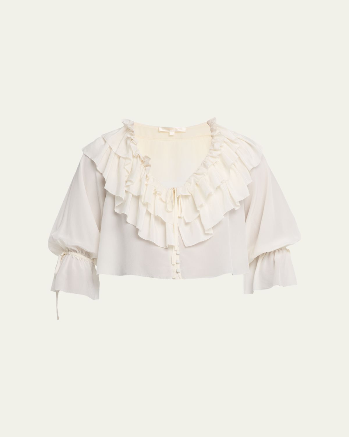 LoveShackFancy Warlow Silk Ruffle Blouse