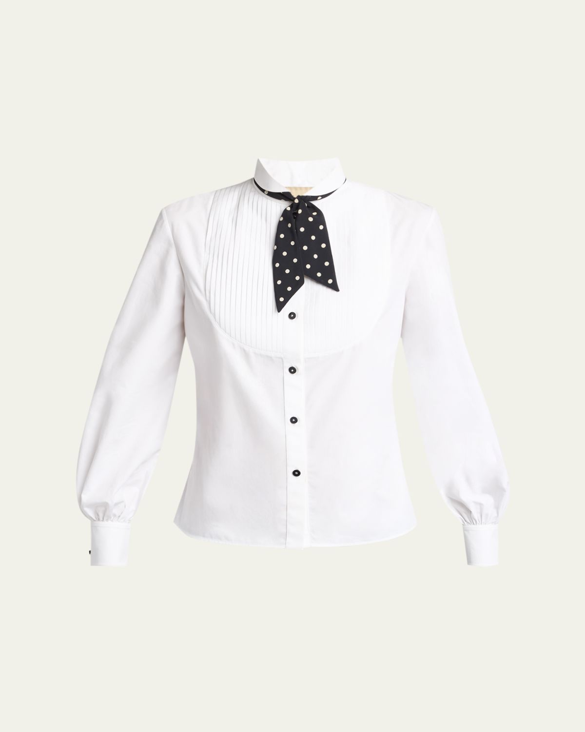 Valentino Garavani Pleated Bib Tuxedo Shirt With Polkadot Tie