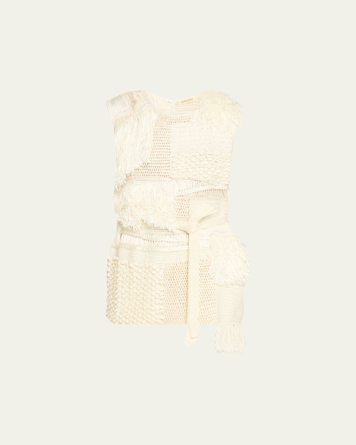 Heirlome Laia Patchwork Mixed-Knit Sleeveless Top With Belt