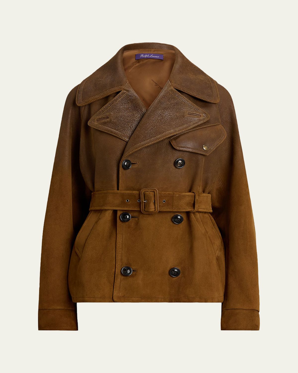 Ralph Lauren Collection Eldridge Degrade Suede Leather Belted Moto Jacket