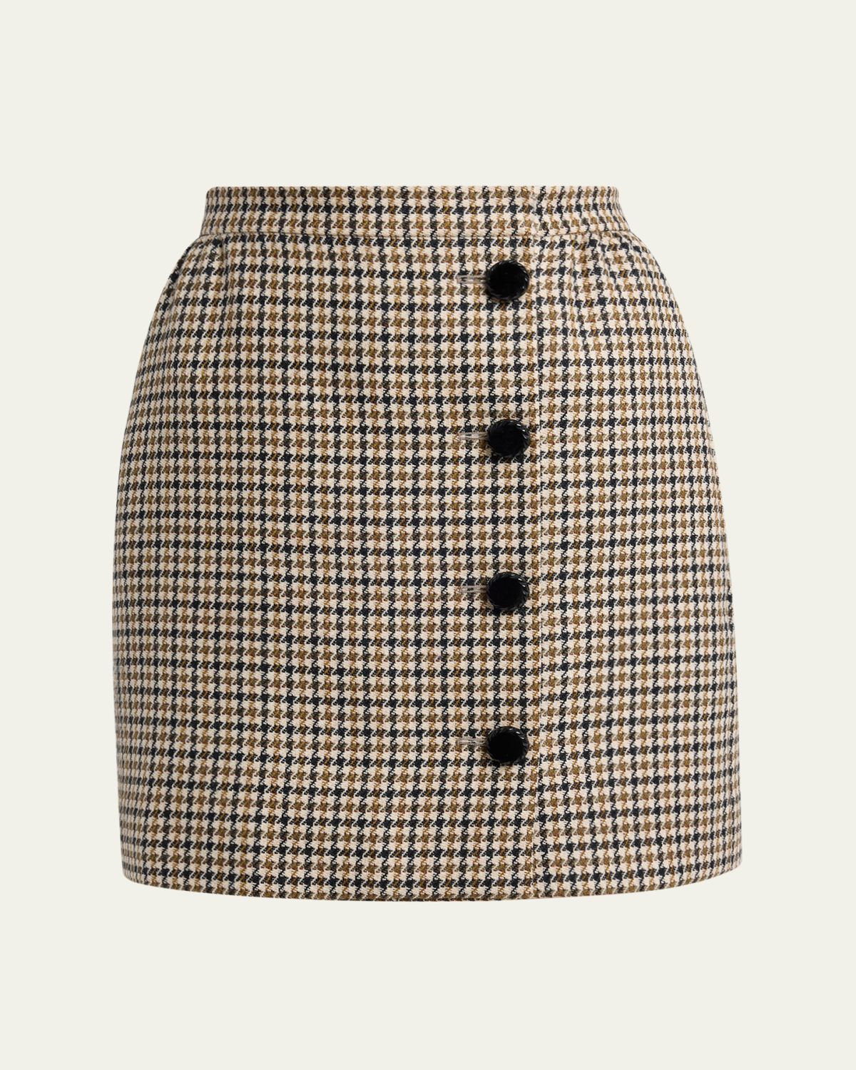 Valentino Garavani Rockstud Button-Front Houndstooth Mini Skirt