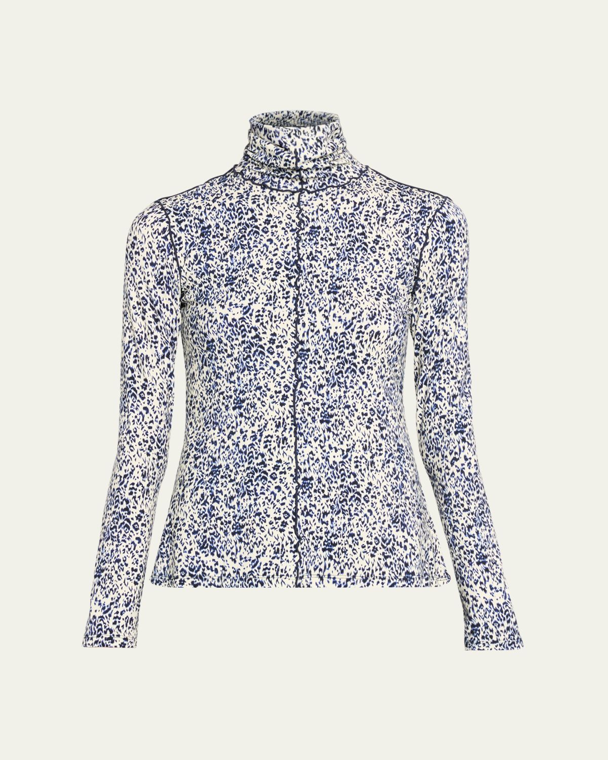 Proenza Schouler Audrey Cheetah Jersey Turtleneck Top