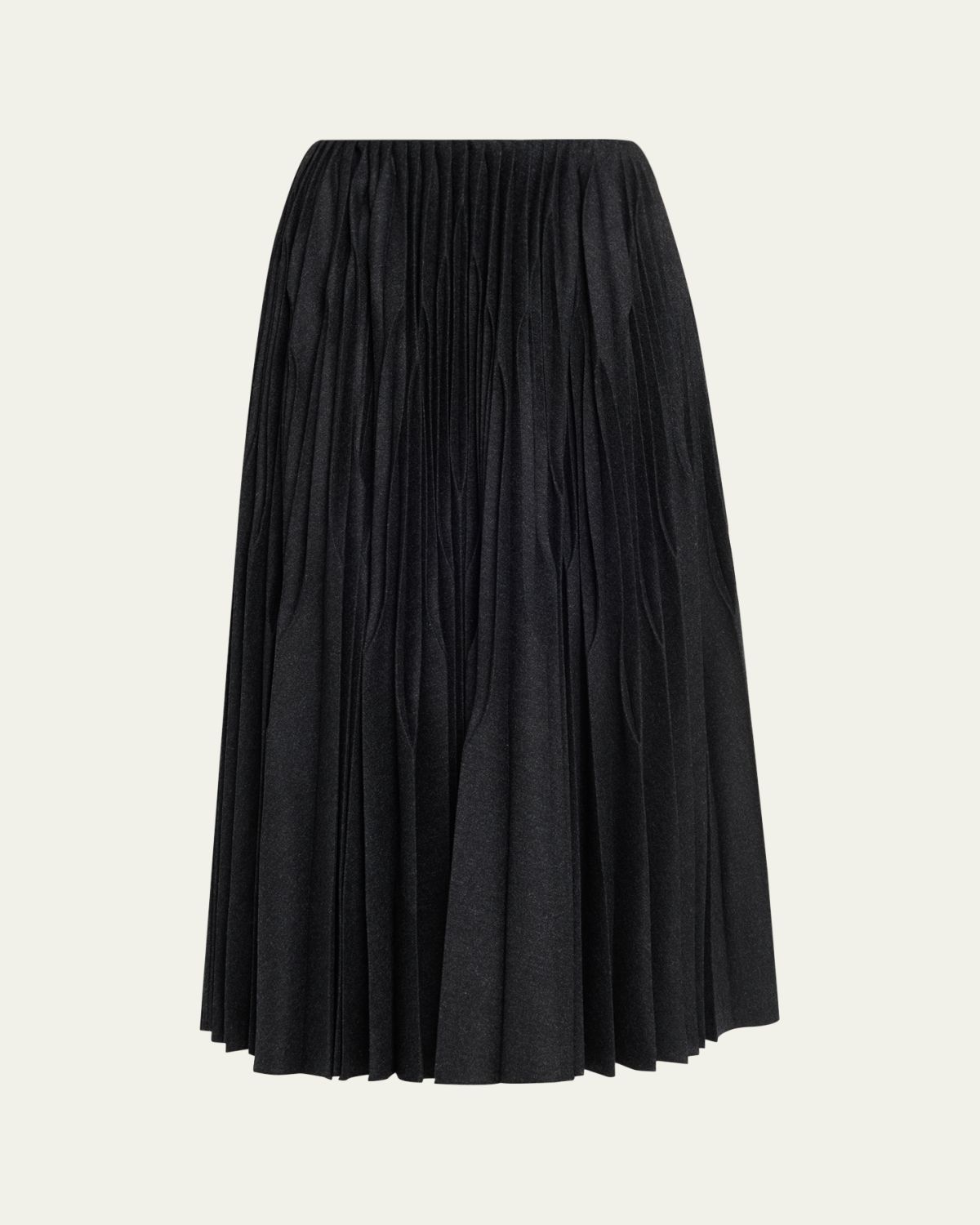 ALAIA Pleated Merino Flannel Midi Skirt