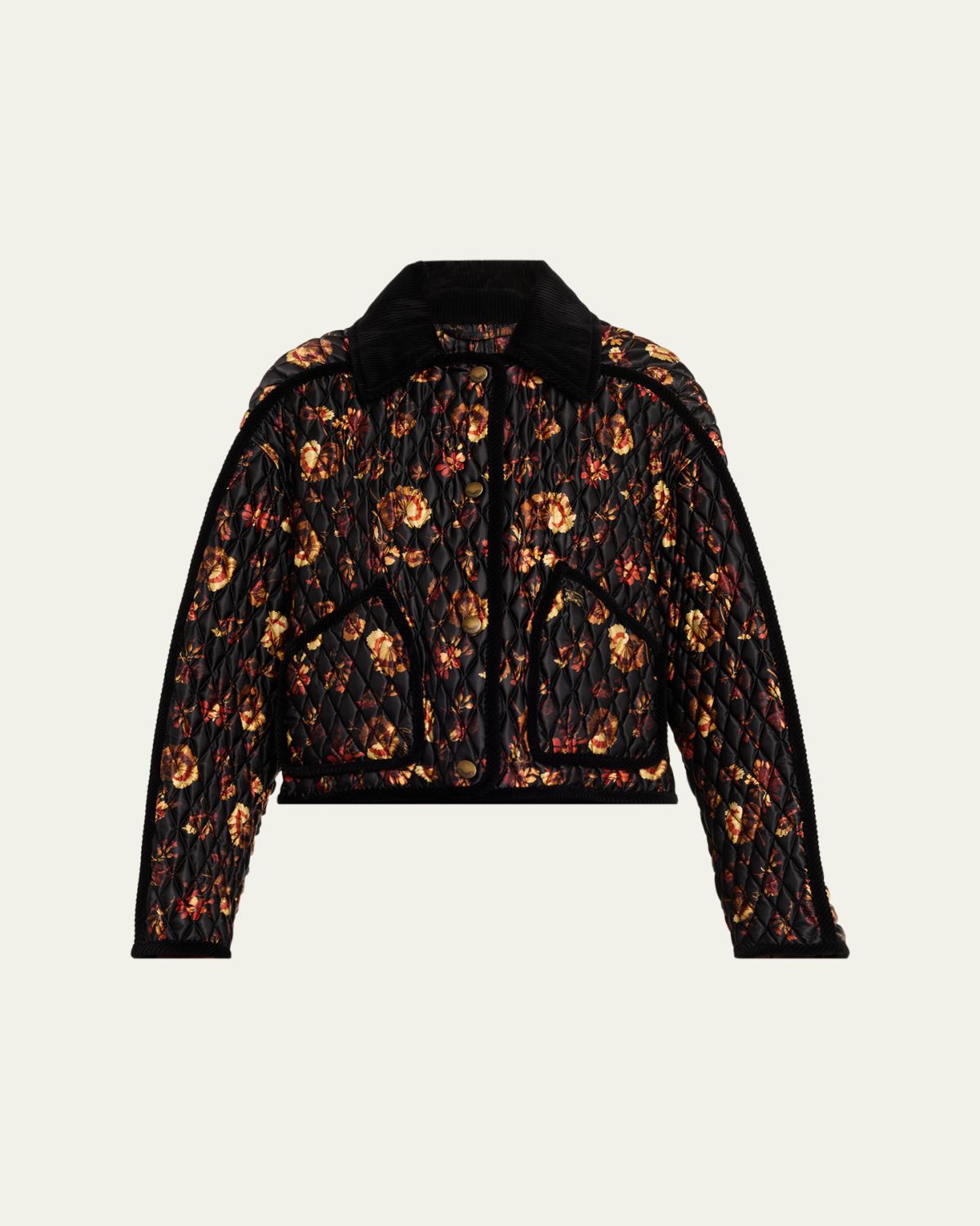 Burberry Floriston Corduroy-Trim Quilted Barn Jacket