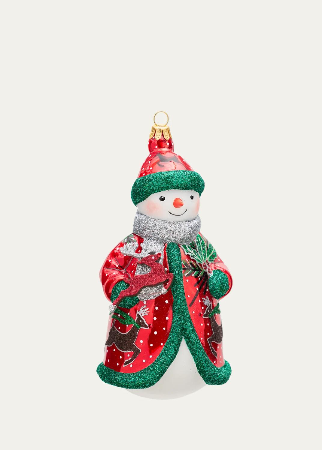 Joy To The World Collectibles Glitterazzi Snowman & Reindeer Glass Ornament