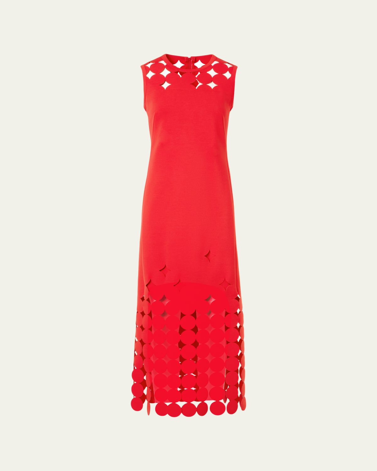 Akris punto Dot Cut-Out Jersey Sleeveless Midi Dress