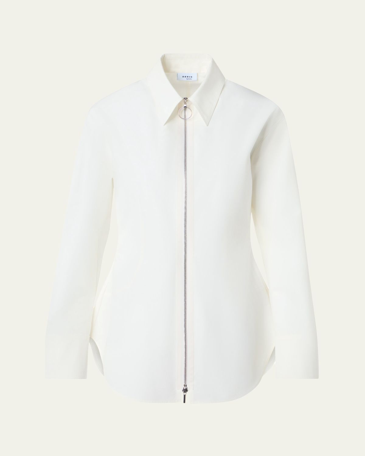 Akris punto Zip-Front Cotton Poplin Collared Shirt