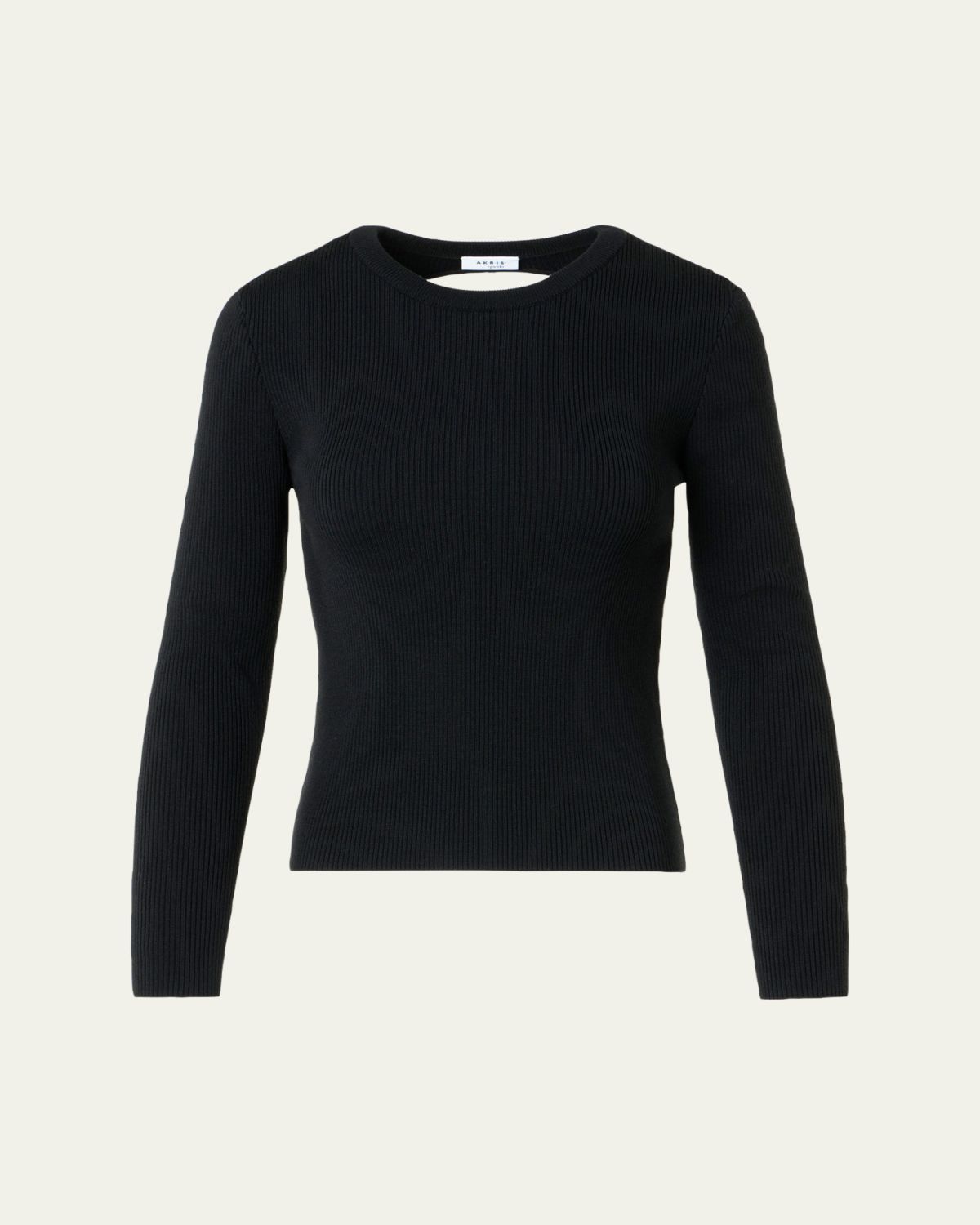 Akris punto Back-Cutout Rib Knit Crewneck Sweater