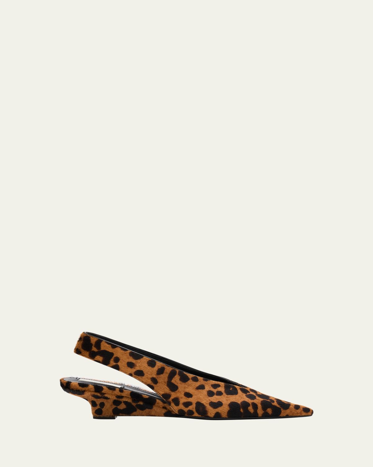 Toteme Leopard Pony Hair Slingback Wedge Pumps