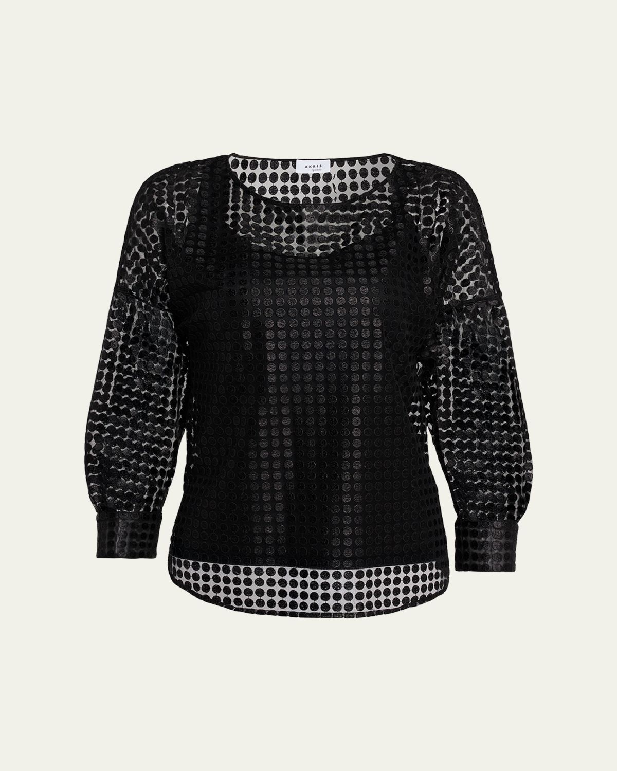 Akris punto Metallic Dot Long-Sleeve Blouse | Thumbnail 6 Akris punto Metallic Dot Long-Sleeve Blouse | Thumbnail 6