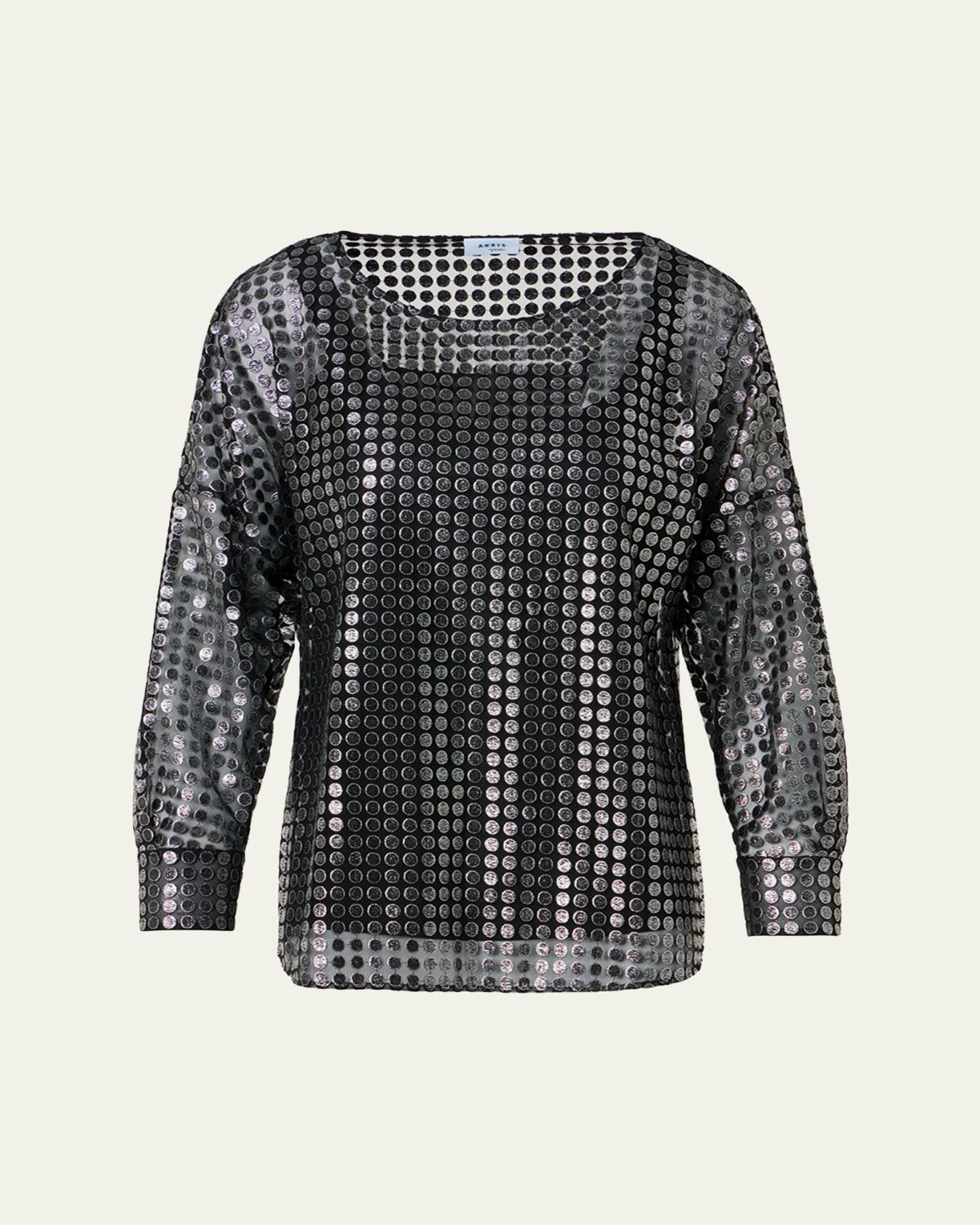 Akris punto Metallic Dot Long-Sleeve Blouse