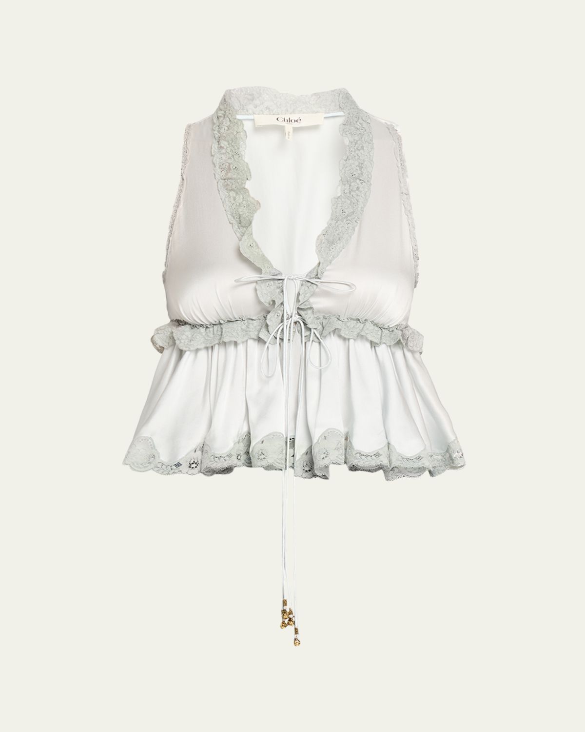 Chloe Ruffle V-Neck Sleeveless Silk Top