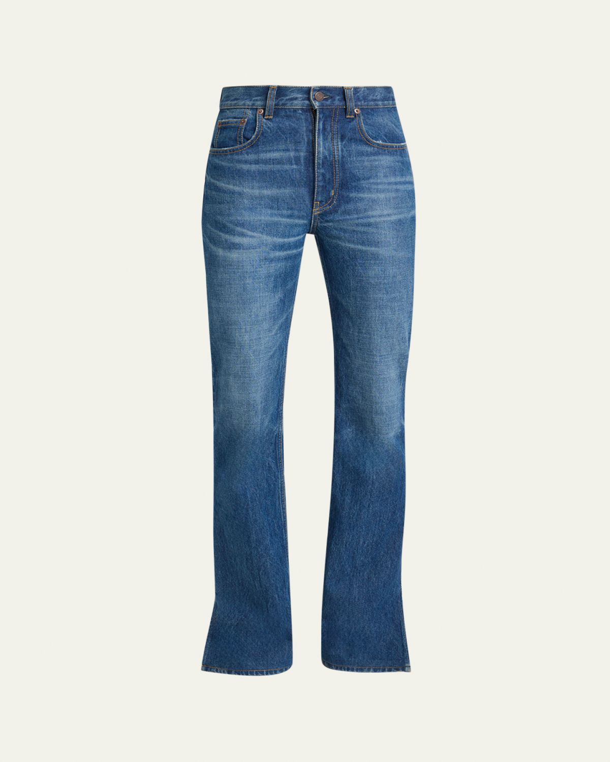 Chloe Denim Bootcut-Leg Split-Hem Pants